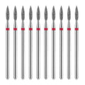 10 Piece Diamond Flame Cuticle Drill Bits with Case 3/32'' Cuticle Nail Drill Bits Electric Nail File Machine Cuticles Bit Manicure Pedicure Polishing Kit for Nails Salon Manicure