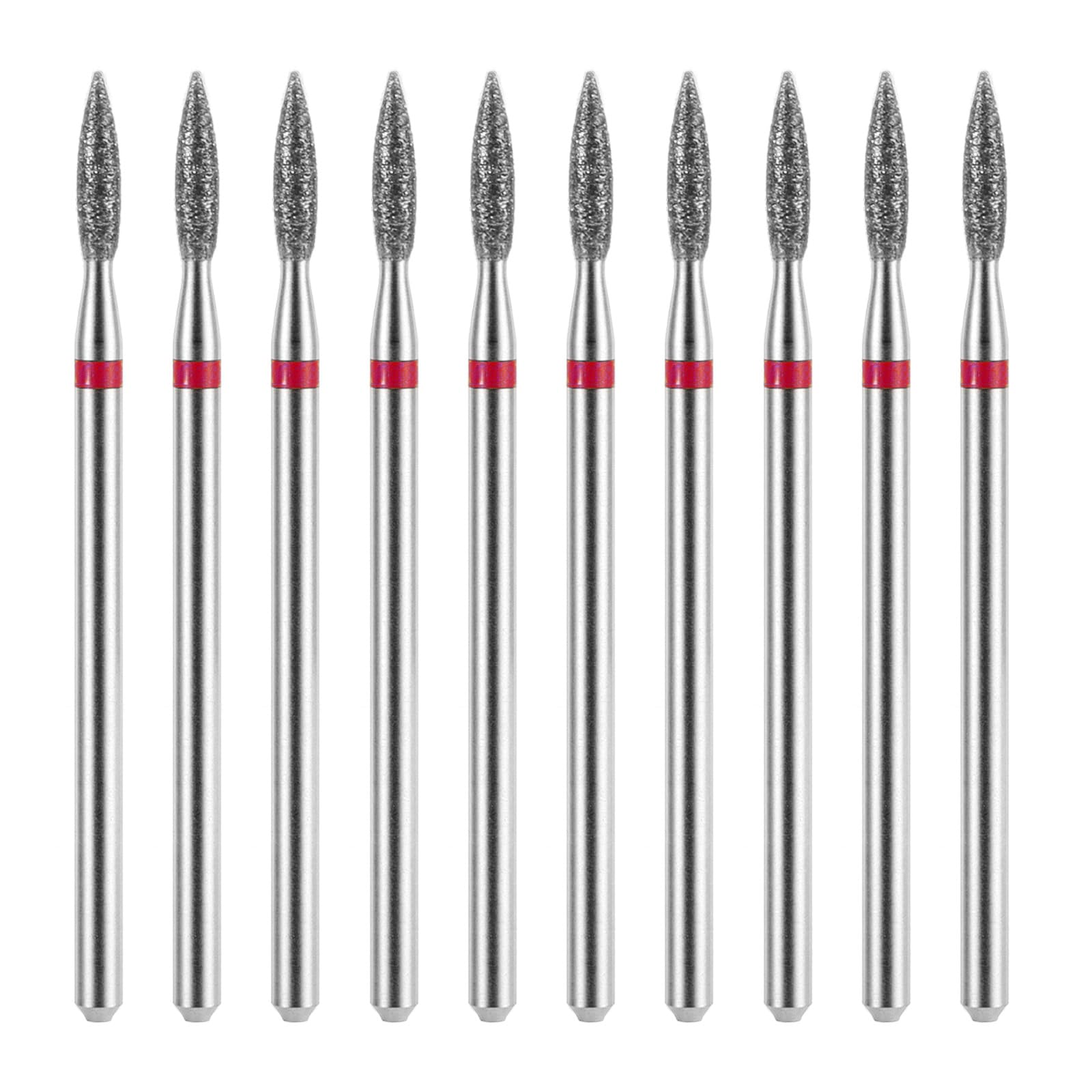 10 Piece Diamond Flame Cuticle Drill Bits with Case 3/32'' Cuticle Nail Drill Bits Electric Nail File Machine Cuticles Bit Manicure Pedicure Polishing Kit for Nails Salon Manicure