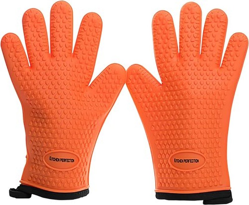 KITCHEN PERFECTION Silicone Smoker Oven Gloves - Extreme Heat Resistant BBQ Mitts | Waterproof & Versatile for Grilling, Frying & Smoking | Bonus Set Included