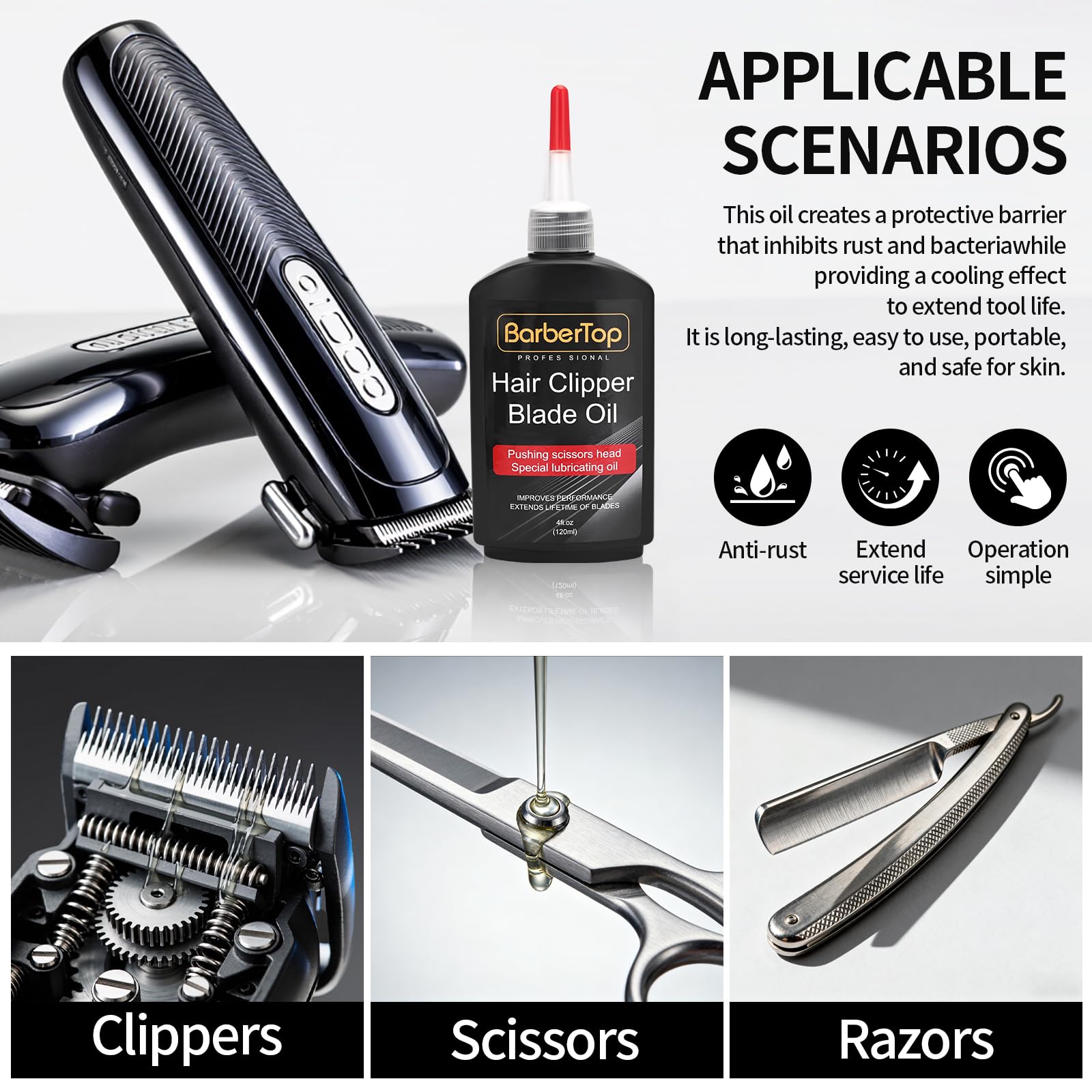 2PCS Premium Hair Clipper Blade Lubricating Oil for Clippers, with Oil Dip Box and Barber Clipper Brush