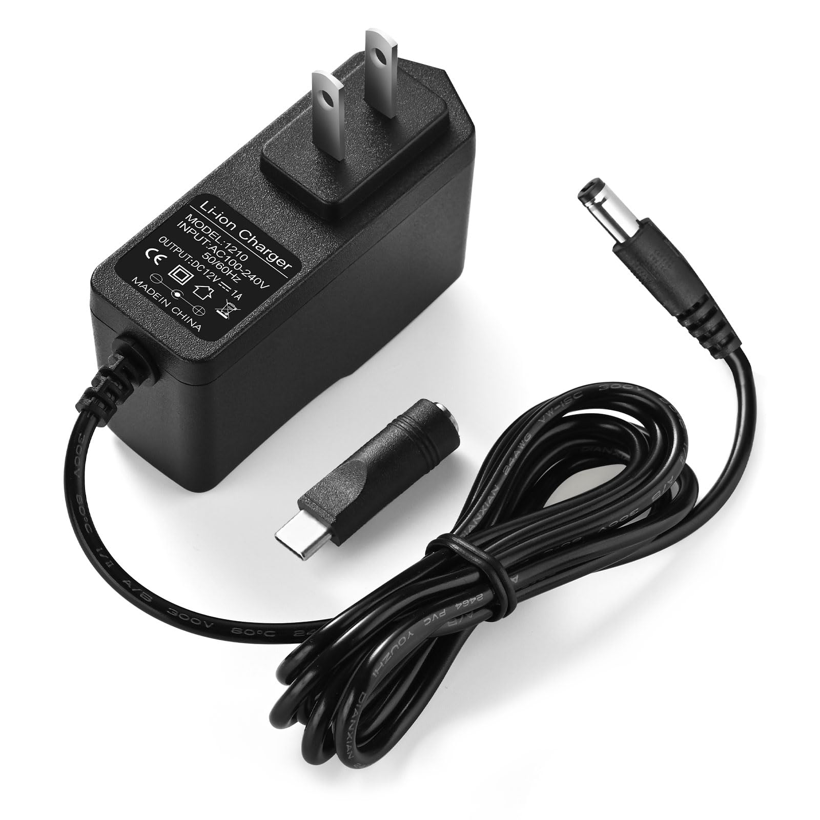 12v Jump Starter Charger for Yongdong Maxx Power Supply with Yongdong Max J7CCE/J7CE 800A Peak Power Supply, Equipped with a 120PSI Air Compressor, Providing 3.1A ，12V Power Cord