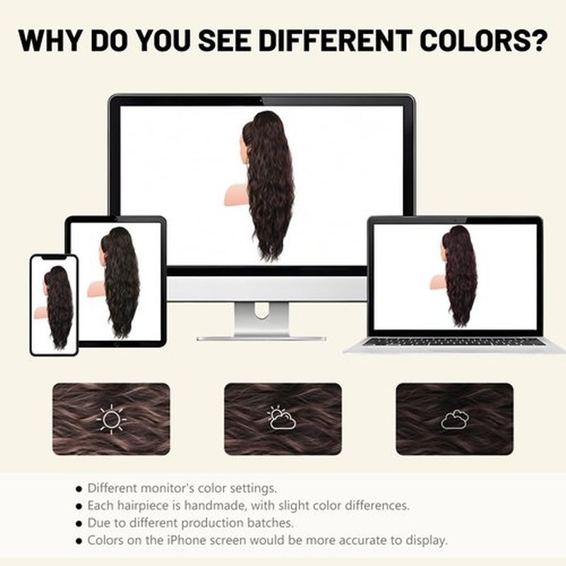 LEEONS 26 inch Drawstring ponytail Extension, Long Wavy pony tails hair extensions for Women - Synthetic Hairpiece Ponytail for Daily Use (Black Brown)