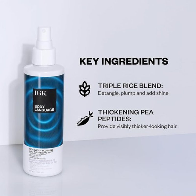 IGK Body Language Rice Water Plumping Treatment - Volumizing Hair Care Solution