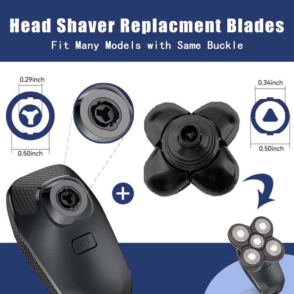 Universal Replacement Heads for Blade,Replacement Blades Compatible with Most Major Head Shaver Brands, Easy-to-Install Electric Razor Shaver Heads for Bald Men. (5 Black)