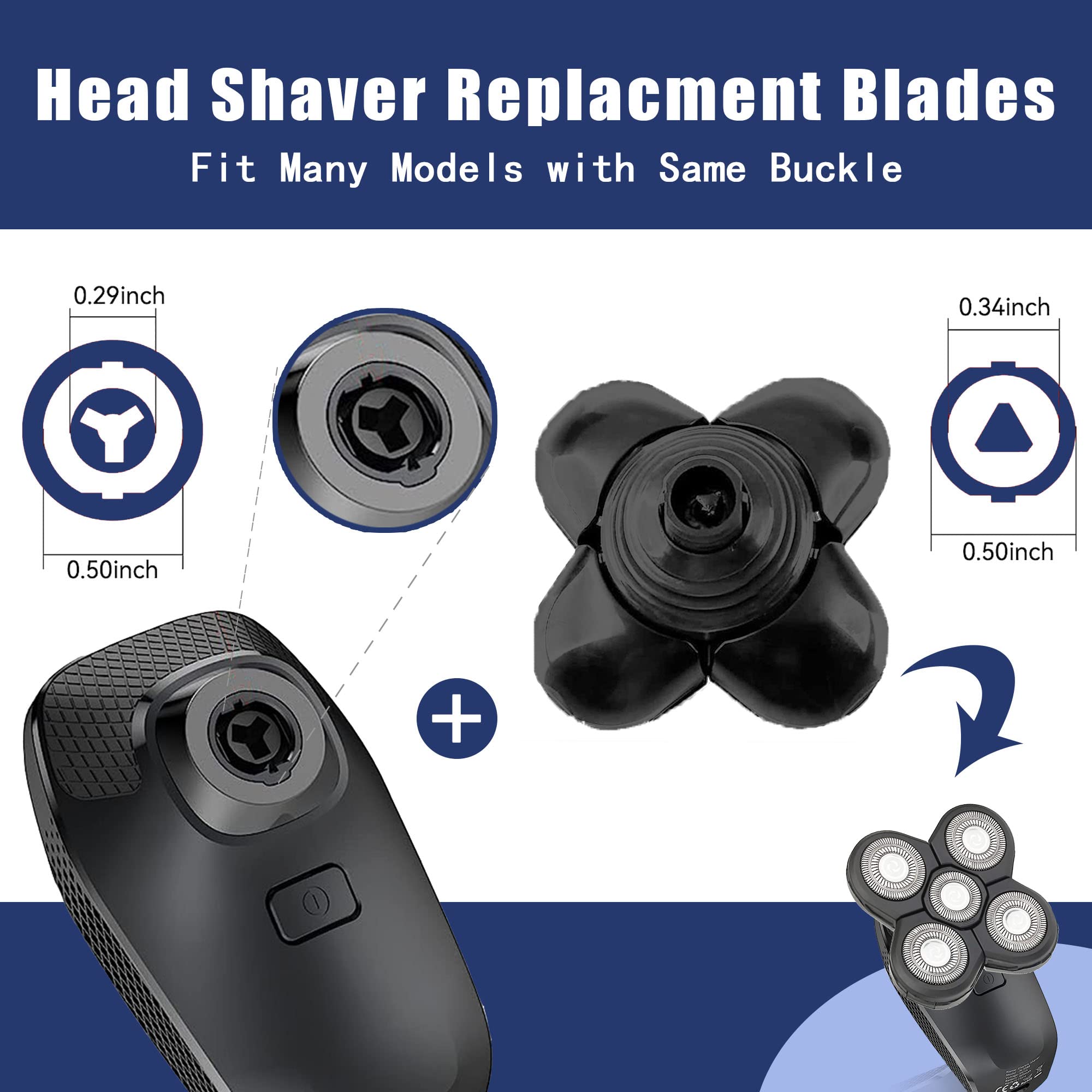 Universal Replacement Heads for Blade,Replacement Blades Compatible with Most Major Head Shaver Brands, Easy-to-Install Electric Razor Shaver Heads for Bald Men. (5 Black)