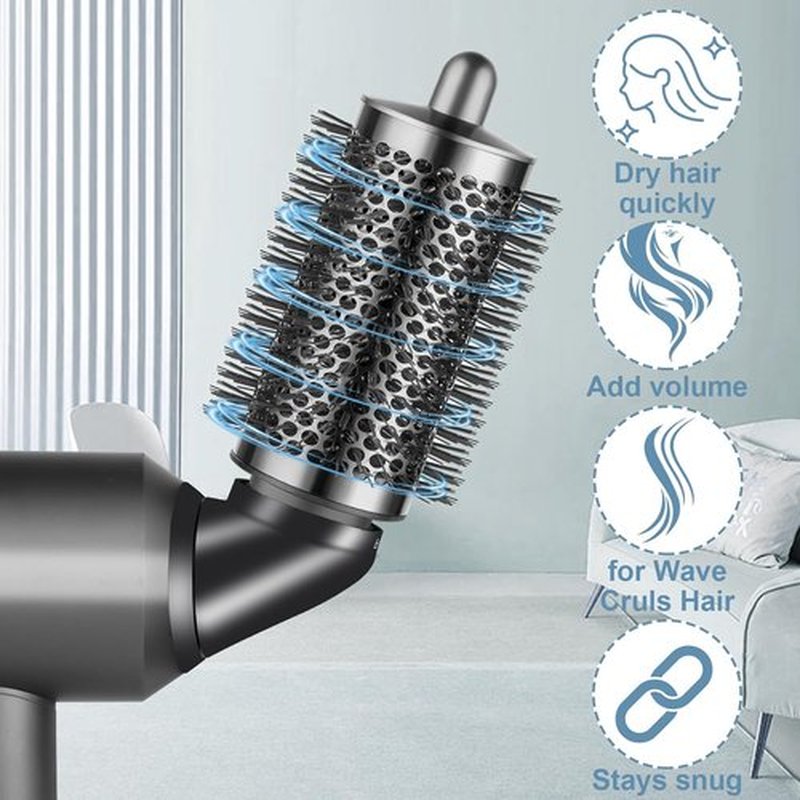 Dyson Volumizing Brush Attachment - Large Round Design for 360° Rotatable Styling | Adds Volume to Hair