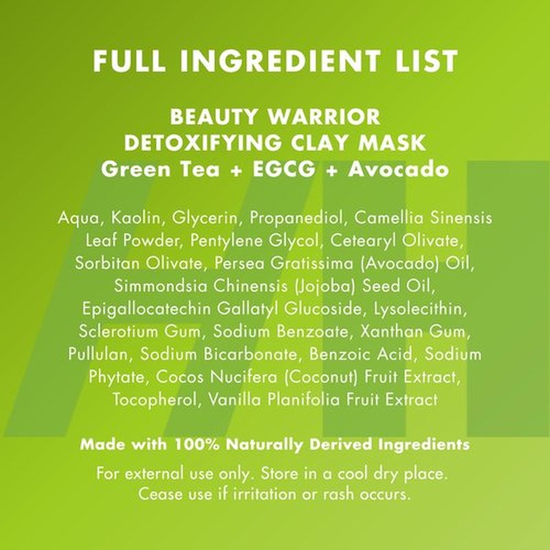 Handmade Heroes Green Tea EGCG Clay Mask – Facial Treatment Mask for Pore Minimizing, Oil Control & Calming. Detoxifying Clay Mask for Blemish Prone Skin
