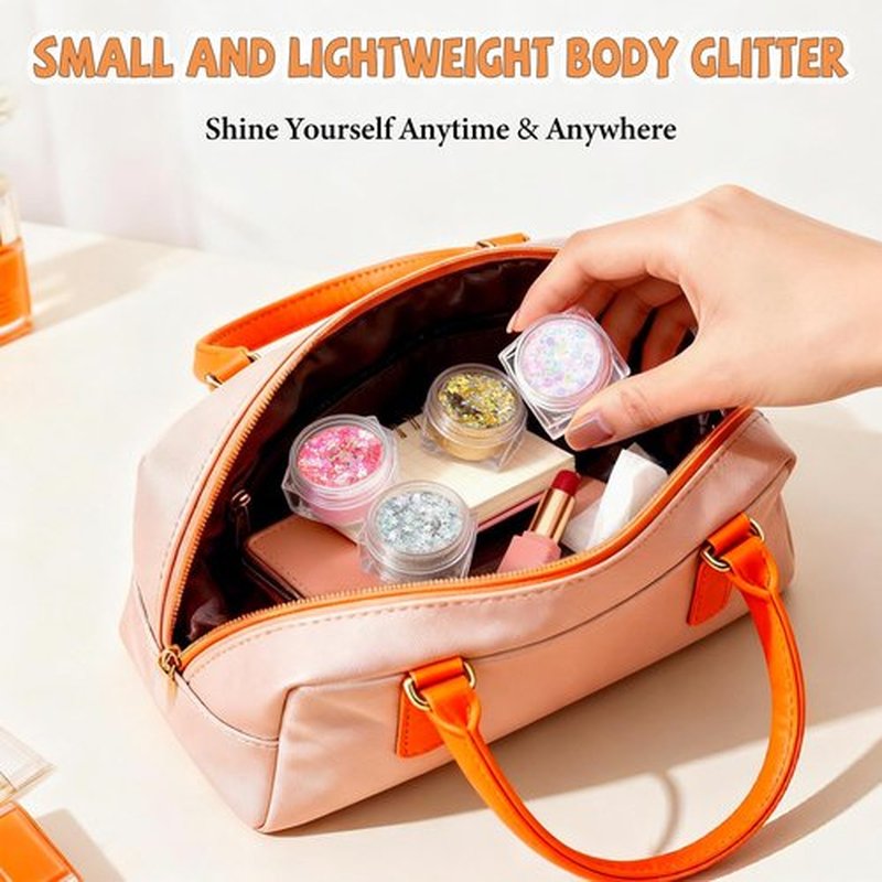 Skiennix Body Glitter - 12 Shapes Fine Chunky Glitter Gel for Makeup & Party Sparkles | White Scheme