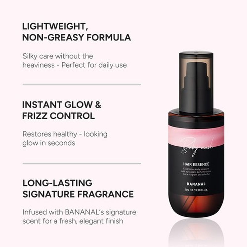 BANANAL 2-in-1 Korean Hair Perfume Oil & Serum with Moroccan Argan Oil & 12 Amino Acids for Dry, Damaged, Glass Hair Shine & Frizz-Control – Paraben & Alcohol-Free – Baby Musk, 100ml / 3.38 fl oz