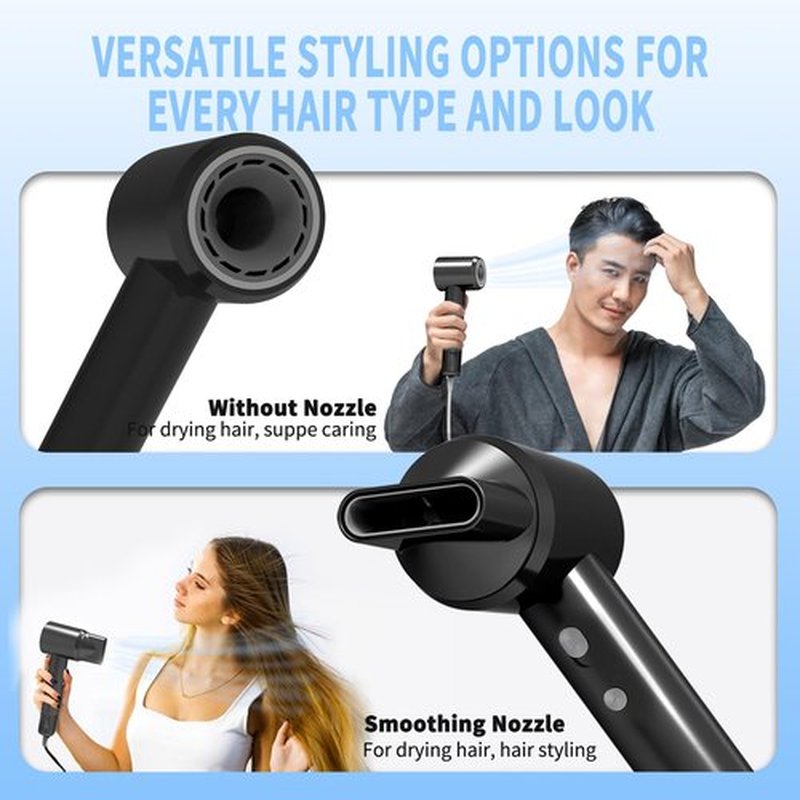 Hair Dryer for Women - 110,000 RPM Motor for Ultra-Fast Drying, 3 Temperature & 2 Speed Settings, Lightweight Design with Magnetic Nozzle, Ideal for Home and Travel