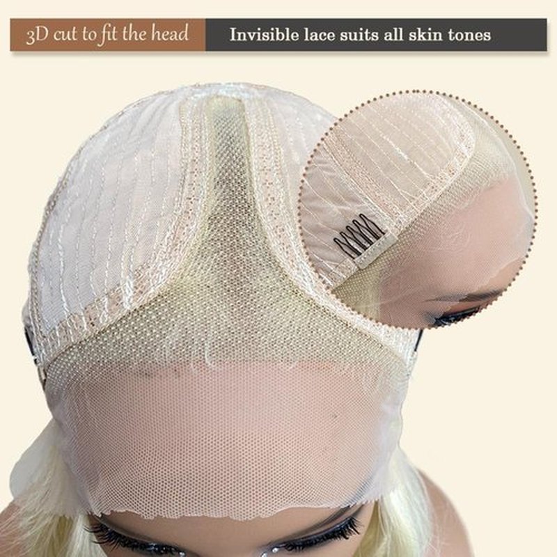 SISgrace 613 Platinum Blonde Lace Front Wigs Synthetic Body Wave Wear and Go 13x4x1 T-part Lace 28 Inch Pre-Plucked with Baby Hair HD Glueless Lace Front Wig for Women