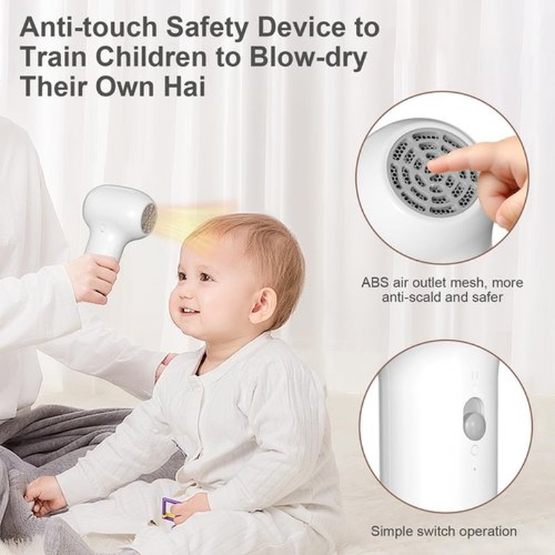 Cordless Hair Dryer for Baby, Kids Model with Charging Base, Gentle Airflow Mini Hair Dryer, Portable Travel Design, Small Dryer for Infant Delicate Skin