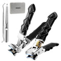 Thick Toenail Clippers for Seniors, Professional Edgy Nail Clippers for Men, Heavy Duty Large Finger Nail Clippers Adult, Angled Head Nail Clippers Cutters with Long Handle (4PCS Nail Clippers Set)