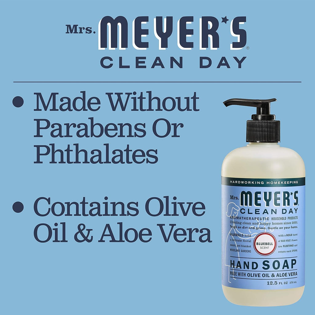 Mrs. Meyers Clean Day Liquid Hand Soap Hard 12.5 Oz Bluebell Scent Pump Dispenser (Pack of 6)