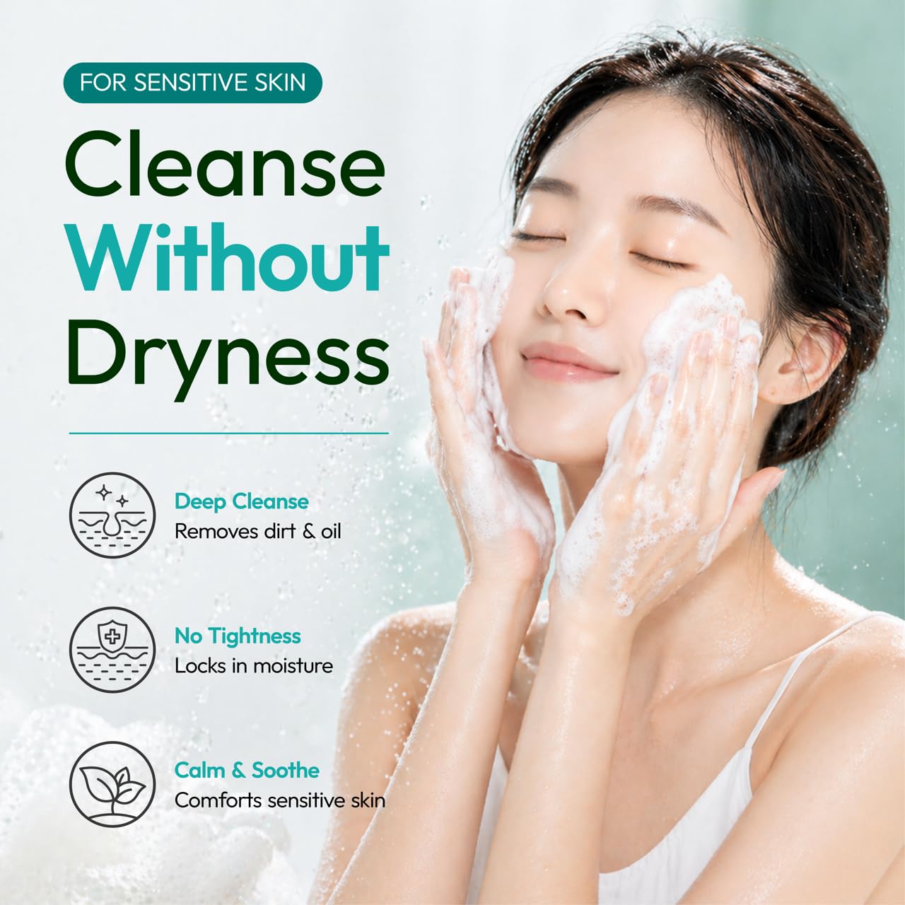 Exome Perfect Cleanser, Deep Moisture Hydrating Face Wash with 8 Types Hyaluronic Acid, Gentle Sebum Control & Impurity Removal, Low Irritation Fatty Acid Complex, Fresh Finish, 3.38 fl oz