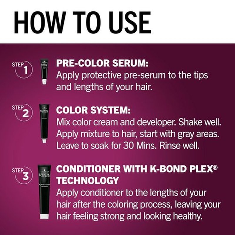 Schwarzkopf Keratin Hair Dye Cream - Ruby Noir 1.8 | Professional Quality Color & 100% Gray Coverage