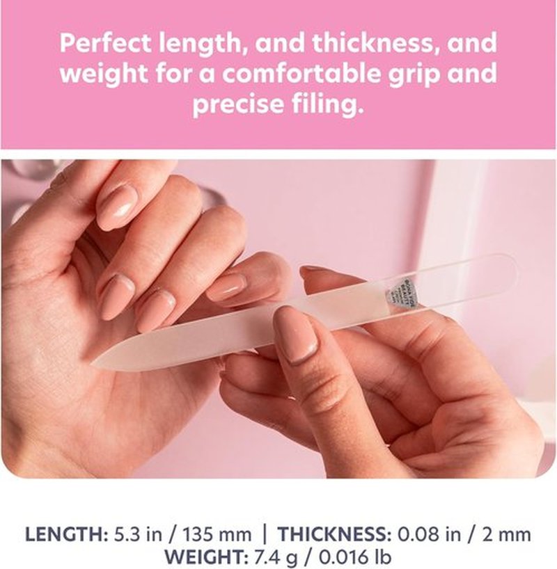 Bona Fide Beauty Czech Glass Nail File - Crystal Fingernail File with Clear Hardcase | Perfect Gift for Women