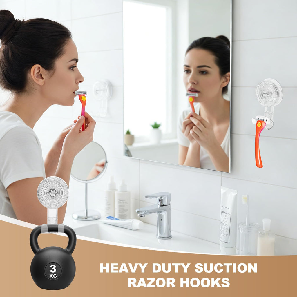 OGNWFUNK 2 Pack Razor Holder Compatible with Billie, Shower Razor Holder for Wall, Strong Suction Cup Razor Holder for Shower, No-Drill Shower Holder for Wall, Removable, Reusable, Easy Install
