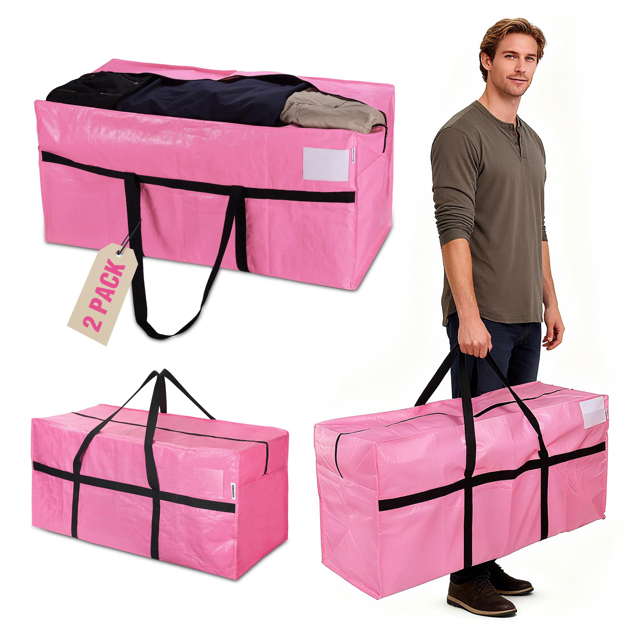 WORKPRO 2-Pack 66 Gallon Extra Large Moving Bag with Zipper & Carry Handles