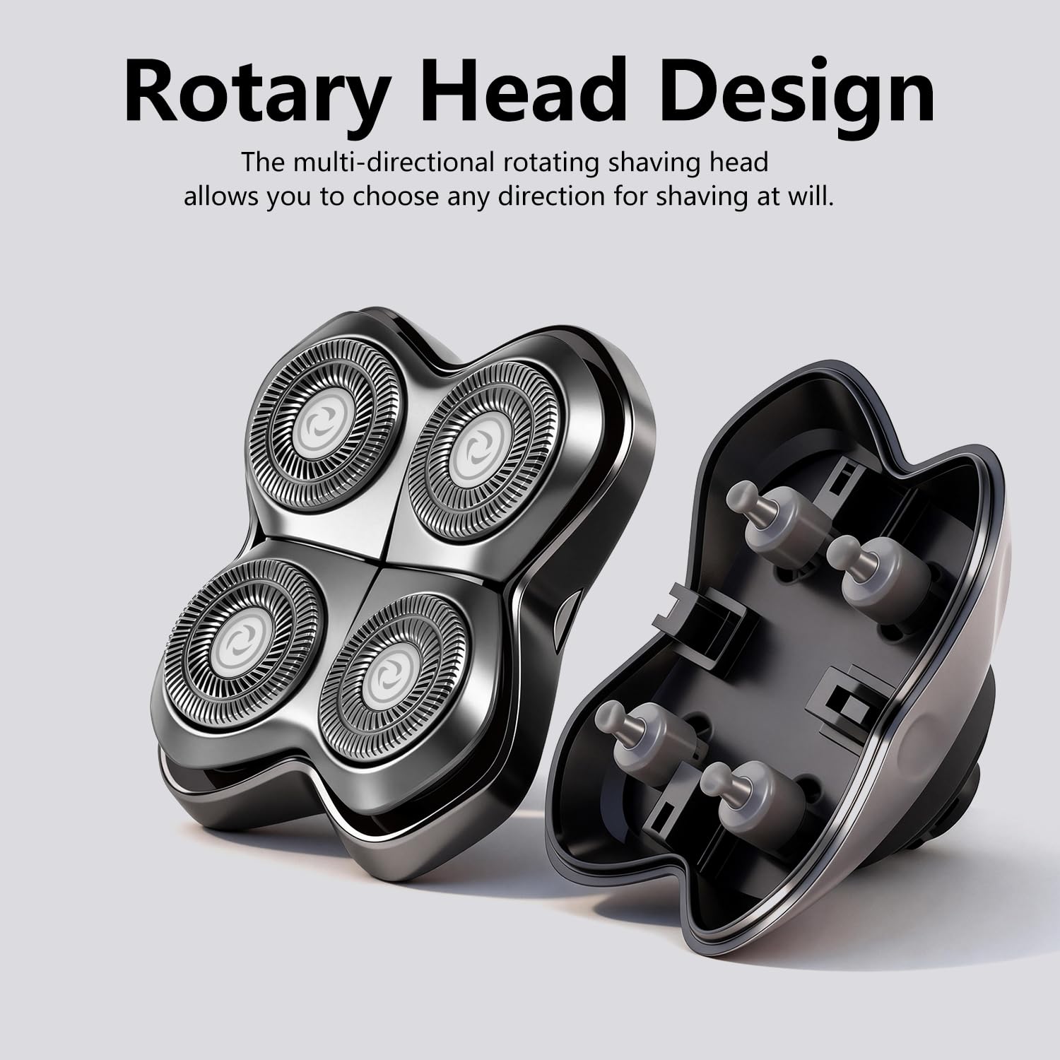 Pro 4 Shaver Replacement Heads Compatible with Pitbull, Palm & Butterfly Kiss Shavers, Floating 4-Head Rotary Blade for Bald Men, Wet and Dry Shaving