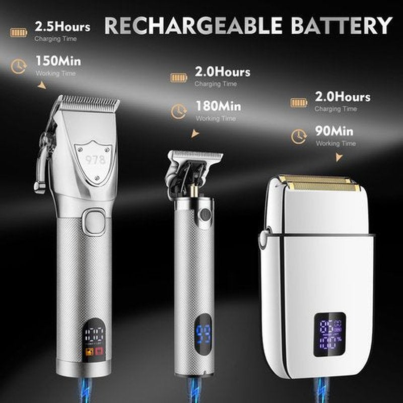 Suttik Professional Hair Clippers Set for Men, Electric Foil Shavers for Men, Barber Kit Clipper and Trimmer Set with Travel Case