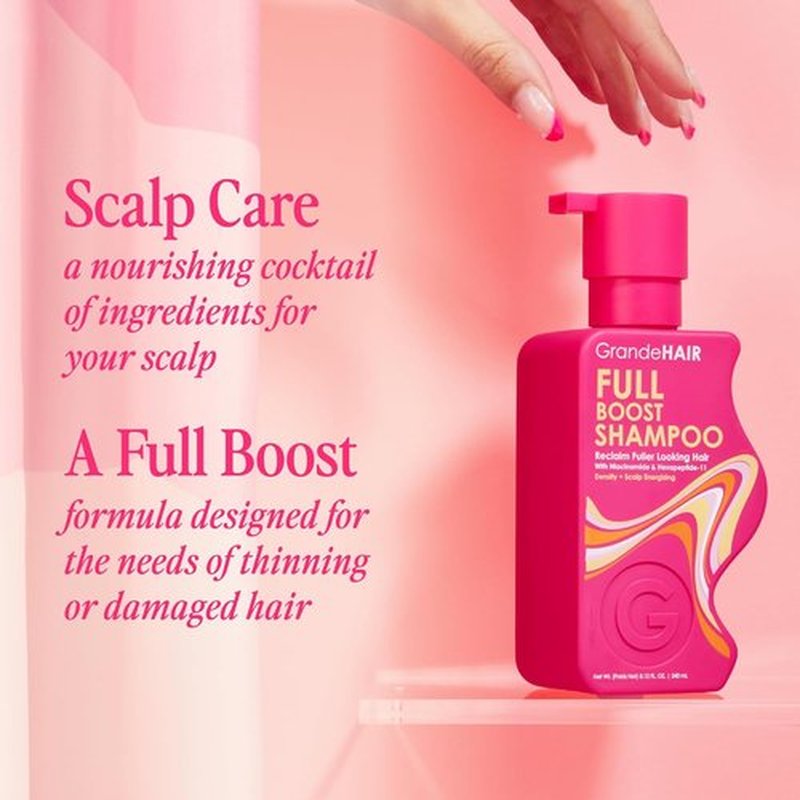 Grande Cosmetics GrandeHAIR Full Boost Shampoo & Conditioner - Sulfate-Free Formula with Niacinamide, Biotin & Rice Protein for Healthier, Fuller Hair