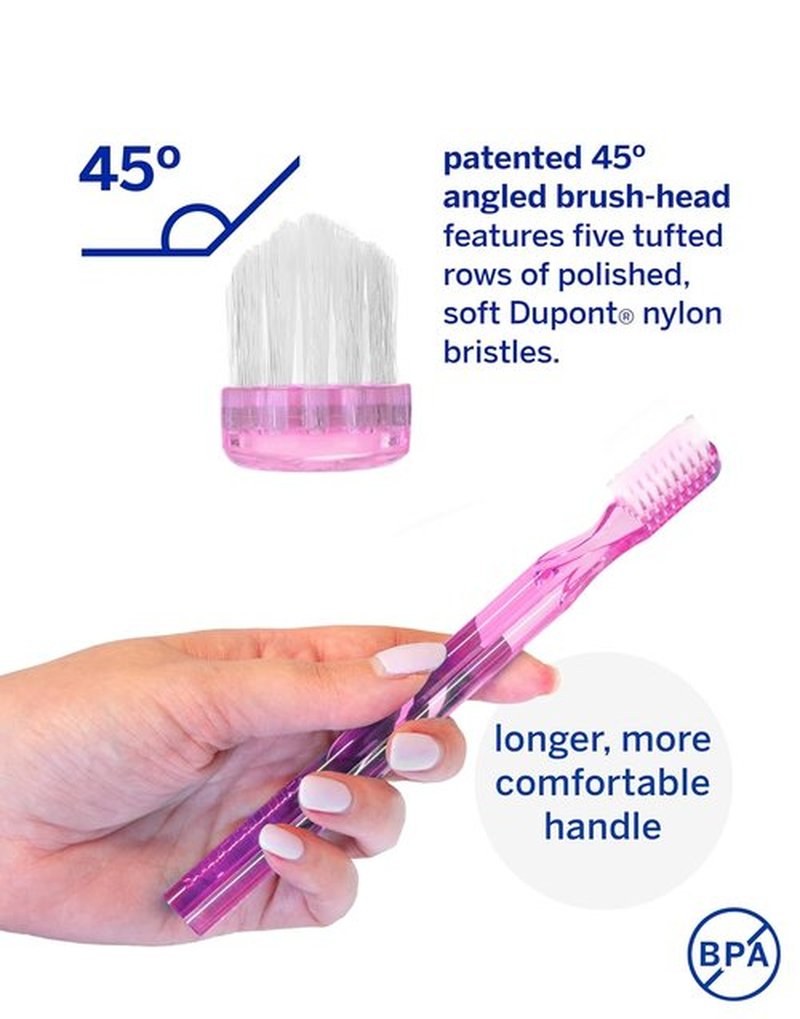 Supersmile New Generation Toothbrush - Ergonomic Design with Patented 45° Soft Nylon Bristles for Effective Whitening