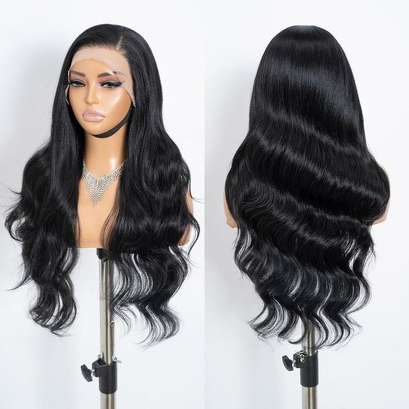 Joedir 26" Big Curly Wavy 13x4 Free Parting HD Lace Frontal Wigs Pre Plucked Natural Hairline High Temperature Synthetic Wigs For Women(Black Color)