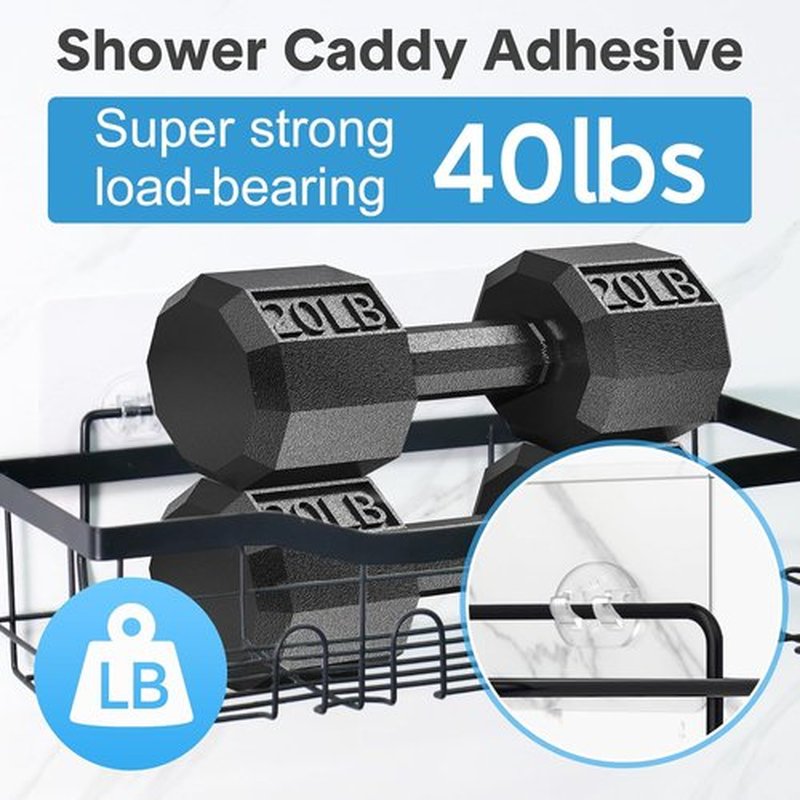 Lsnisni Shower Caddy Adhesive Replacement - Strong Waterproof Hooks for Easy Bathroom Storage | 3 Pack