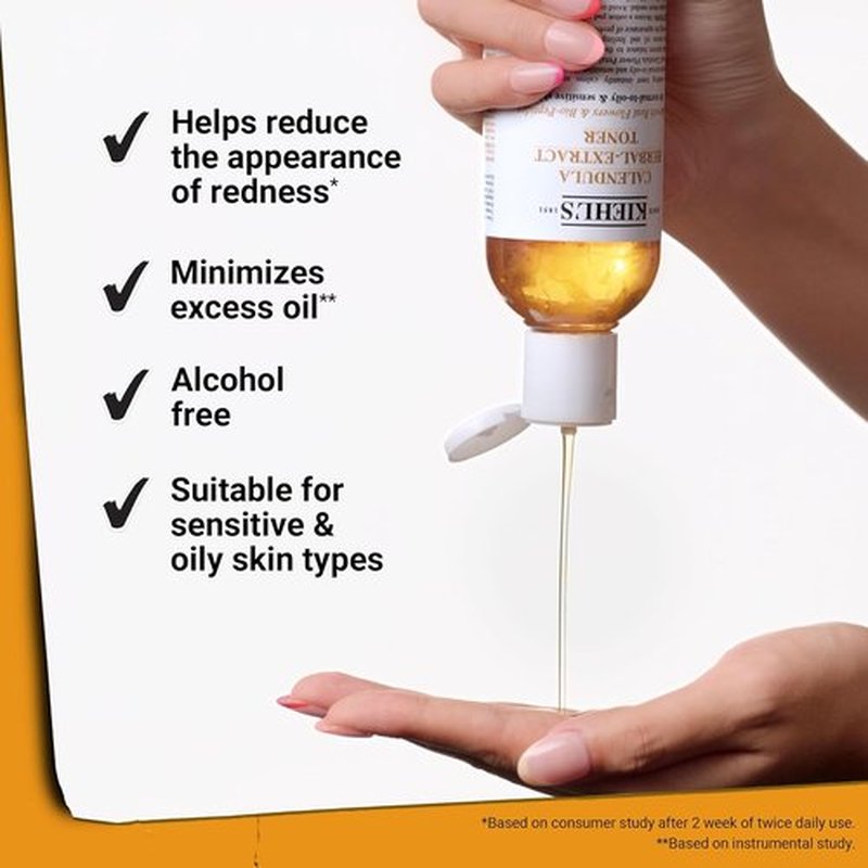 Kiehl's Calendula Herbal Extract Toner - Soothing Alcohol-Free Facial Toner for Normal to Oily Skin | Reduces Redness & Improves Texture