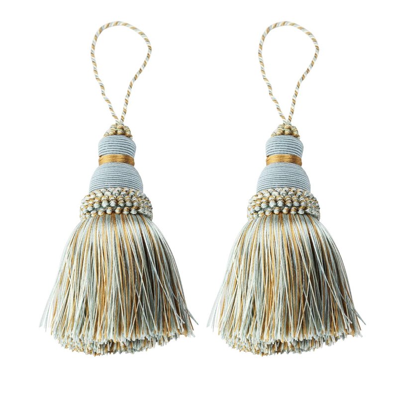 Fenghuangwu Colorful Tassel Key Tassel DIY Accessories for Curtain and Home Decoration-Mix blue-2PCS