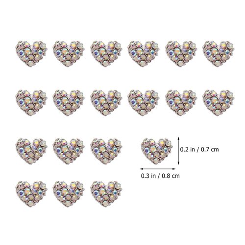 Beaupretty 20Pcs Heart Rhinestone Nail Art Decals 3D Flat Back Gems for Diy Manicure and Body Decoration