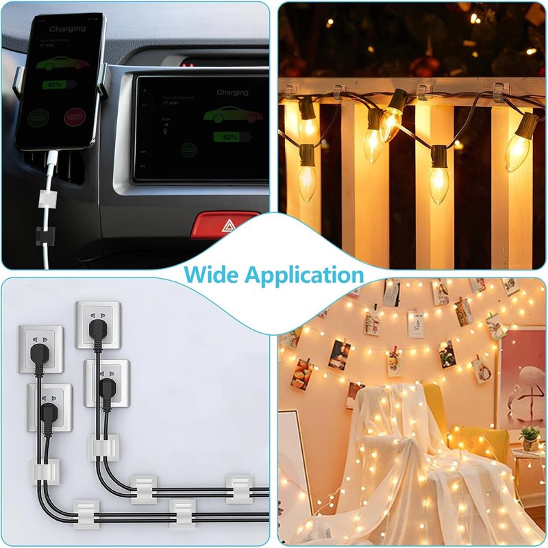 Abnii Cable Clips - 100PCS Adhesive Wire Organizers for Strong Wall & Desk Management | Clear Small