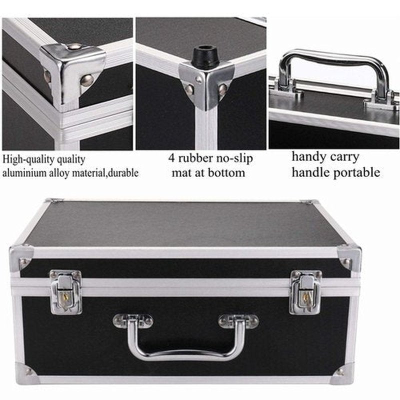 Tattoo Kit Box Case,Tattoo Case Organizer 12.6" x 9.5" x 5.1" W/Lock Machine Carrying Box,Aluminum Alloy with Sponge for Machine