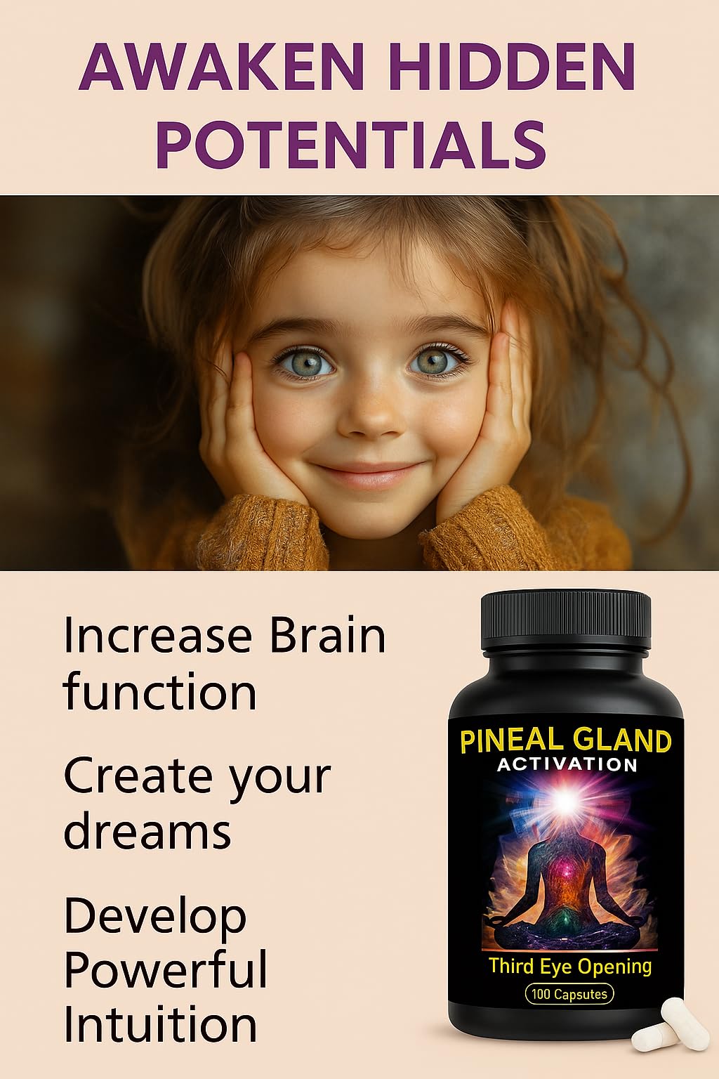 Kailash Herbals Pineal Gland Activation – Haritaki & Turmeric for Third Eye Awakening, Decalcification Support & Mental Clarity – King of Herbs – 5,000 Year Ayurvedic Formula – 100 Vegan Capsules