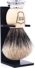 Parker Pure Badger Shaving Brush, Faux Ivory & Chrome, 22mm Knot
