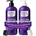ROOTTINA Silver Shine Sulfate Free Brass Toning Purple Shampoo and Conditioner Set for Gray, Blonde & White Hair – Neutralizes Brass, Enhances Shine, Supports Cool Tone, Made in USA, 16 fl oz