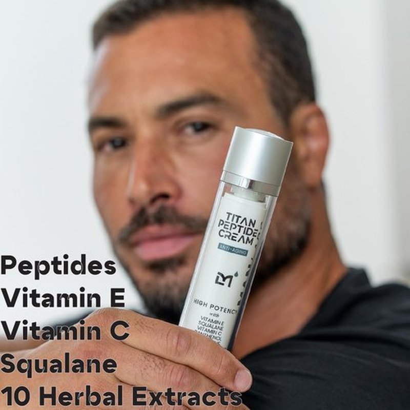 Man Labs Titan Peptide Anti-Aging Face Cream - Revitalize & Firm Skin for Men | Unscented Moisturizer with Peptides, Vitamin C & E