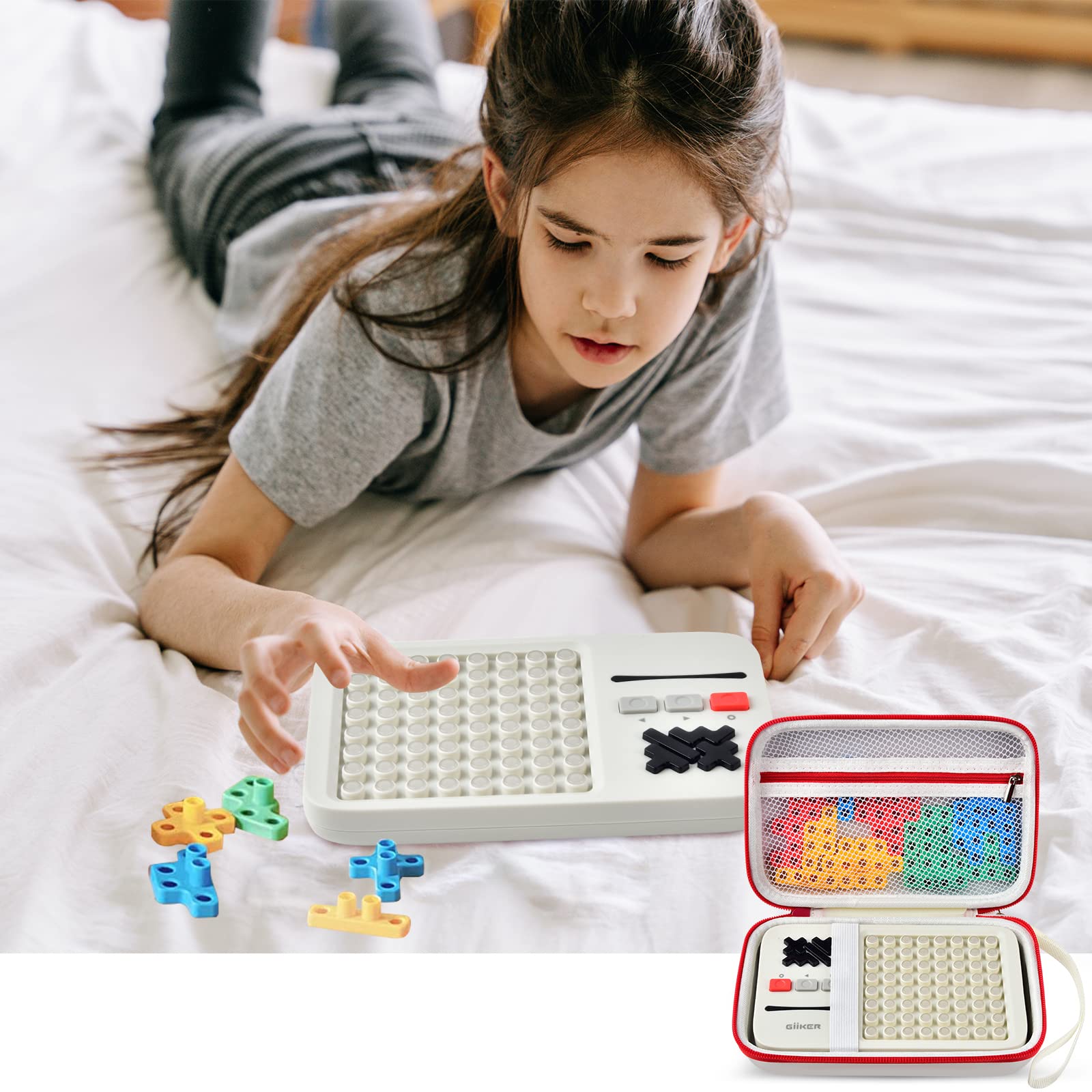 casmilee Case for GiiKER Super Blocks STEM Toys & Super Slide Brain Teaser Puzzle Games, Storage Organizer for Electronic Pattern Matching Console, Travel Puzzles Holder,Box Only-White
