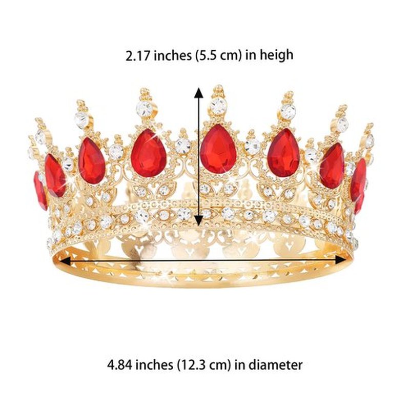 Feltent Red Crown for Women Crystal Tiara and Queen Crown for Women Wedding Headband for Bride Hair Accessories for Costume Birthday Party Cake Decoration Prom
