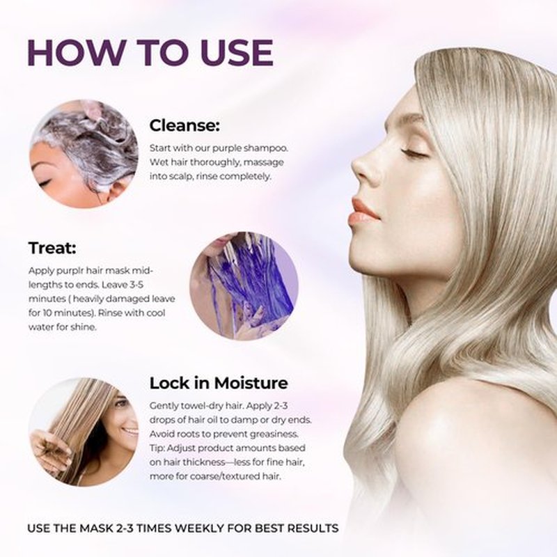 Karseell Purple Hair Mask with Argan Oil for Blonde Silver Gray Hair, Brass Neutralizing Treatment 16.9 fl oz + 1.69 fl oz