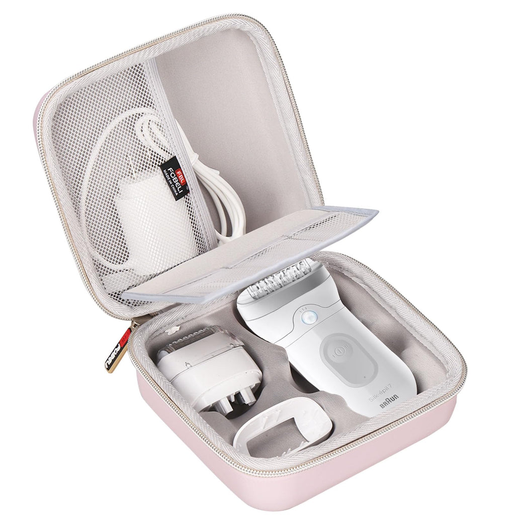 FBLFOBELI EVA Hard Case Compatible with Braun Silk-épil 7 SE7-041/SE7-141/Silk-épil 5 5-620/5 SE5-230/Silk-épil 9 9-890/9 9-880/9 9-720 Epilator Facial Hair Removal (Rose Gold)
