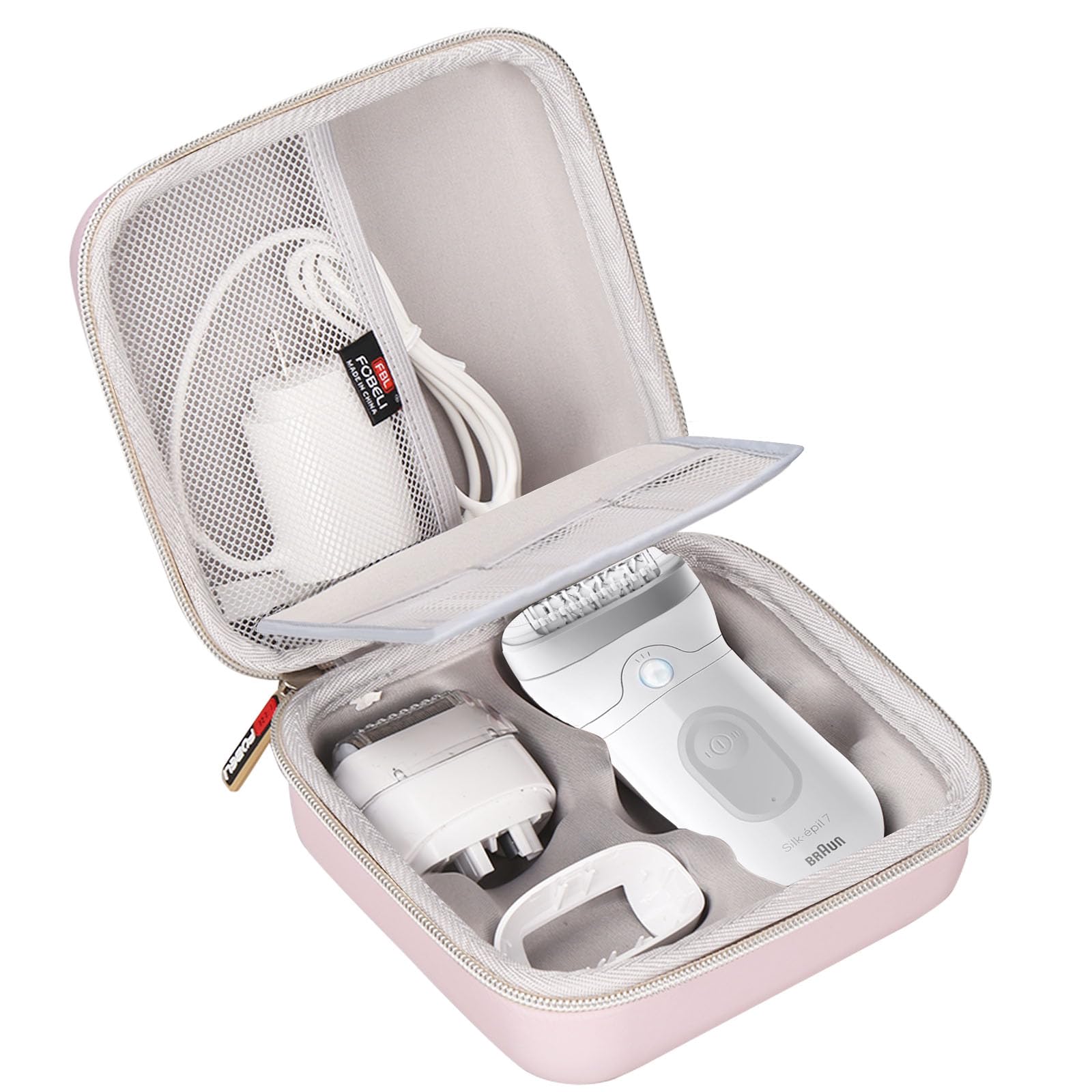FBLFOBELI EVA Hard Case Compatible with Braun Silk-épil 7 SE7-041/SE7-141/Silk-épil 5 5-620/5 SE5-230/Silk-épil 9 9-890/9 9-880/9 9-720 Epilator Facial Hair Removal (Rose Gold)
