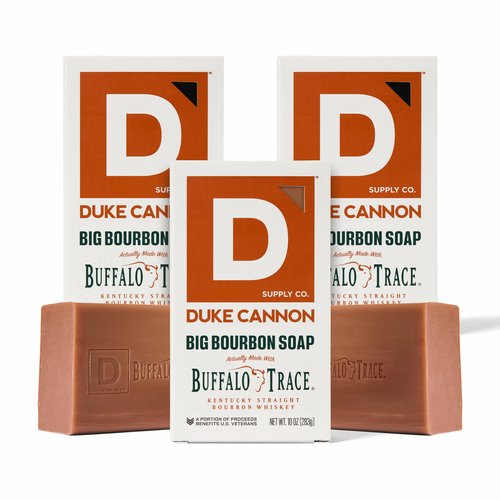 Duke Cannon Big Brick Bar Soap for Men 3-Pack – Extra Large Bars – American Bourbon Scent – Natural Men's Body Cleansing Bar – USA-Made with Global Materials, Long-Lasting Exfoliating Soap -10 oz