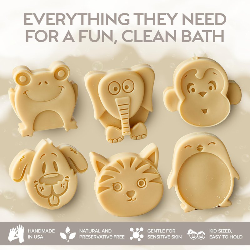 ZAAINA Kids Soap Bar (Set of 6) – Easter Gifts for Kids, Unique Natural Animal Shaped Soaps for Children, Gentle Bath Soap, Kids Body Wash Cleanser, Fun Bath Time for Boys Girls – Handmade in USA