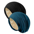 2Pcs Silk Satin Lined Bonnet for Sleeping Adjustable Slouchy Beanie Hat Night Sleep Cap for Women Men Hair Wrap for Curly Natural