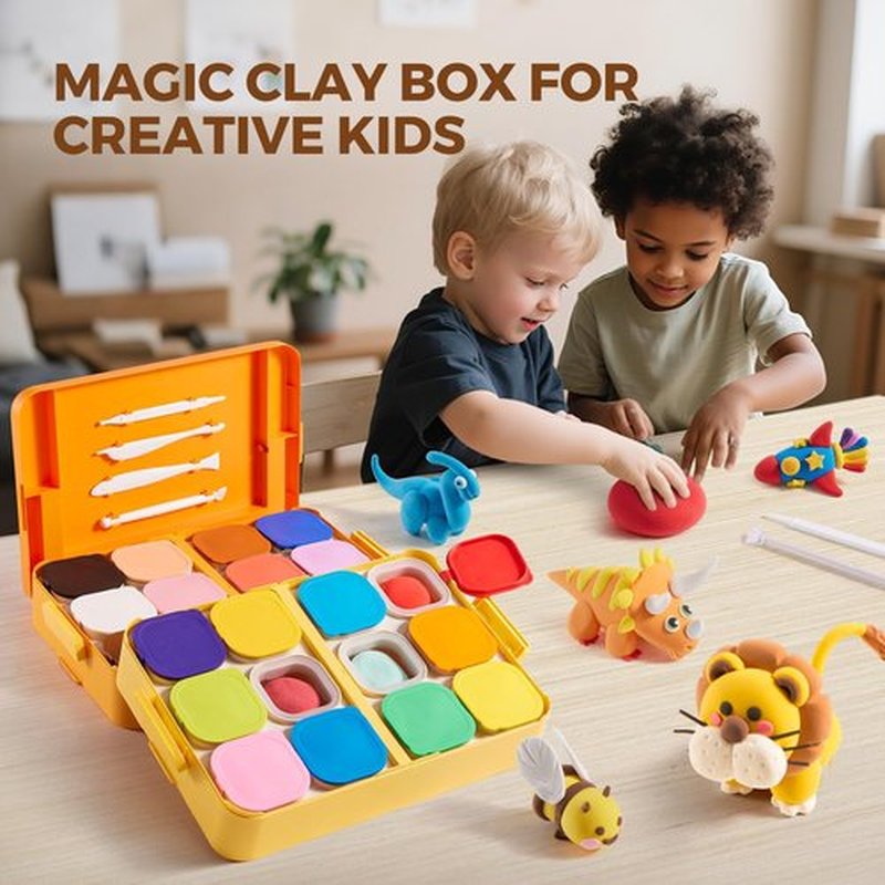 Skiennix Air Dry Clay - Kids Modeling Clay Kit with Storage Box & Sculpting Tools | Perfect Craft Gift for Ages 6-12