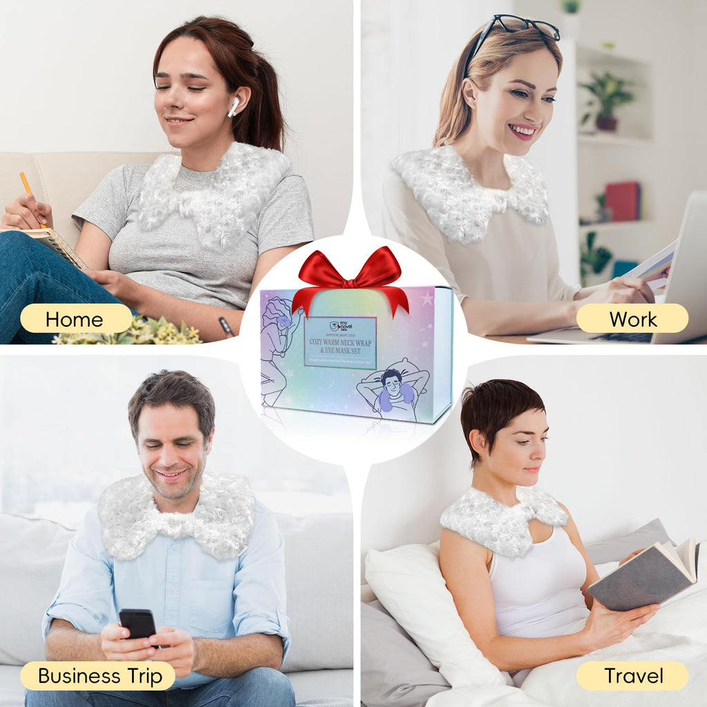 my novel things Microwavable Neck Heating Pads and Eye Mask Set, Microwavable Heating Pads 2.3LBS for Neck Shoulders Back Pain Relief Stress Relief Warm Compress with Washable Cover Heat Packs