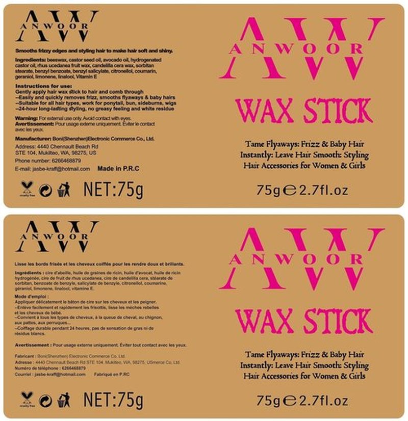 AnWoor Wax Stick for Hair, 3PCS Hair Wax Stick, Hair Gel Stick, Slick Back Hair Stick, Hair Slick Stick for Flyaways, Taming Frizz, Hair Styling Slick Stick for Pomade & No-Greasy