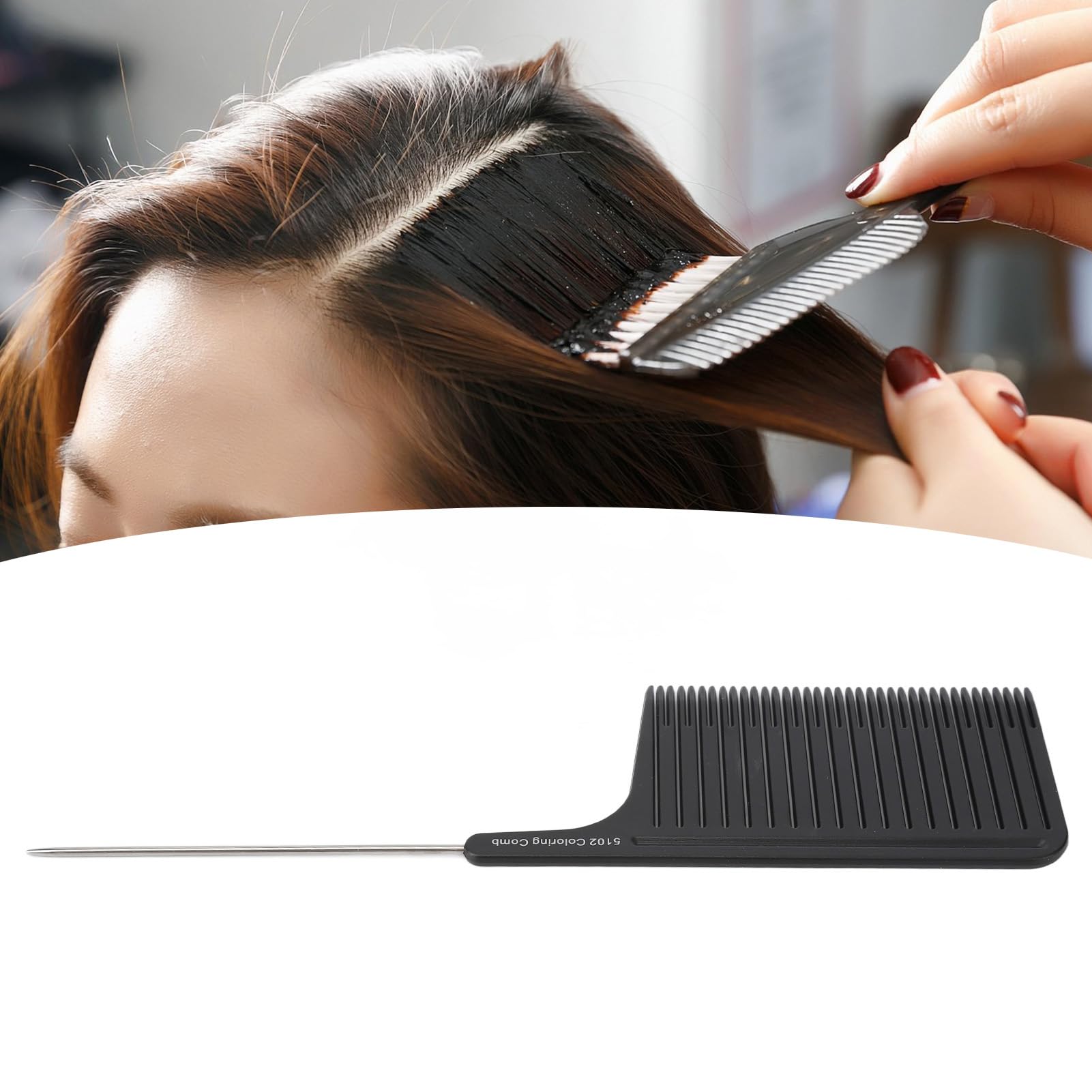 Hair Highlight Comb, Professional Hair Stylist Comb with Stainless Steel Rat Tail, Ergonomic Design, Use, Premium Material, Practical and Versatile for Home and Salon (Black)